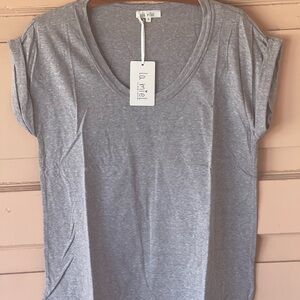 Gray Relaxed Fit Cap Sleeve Tee